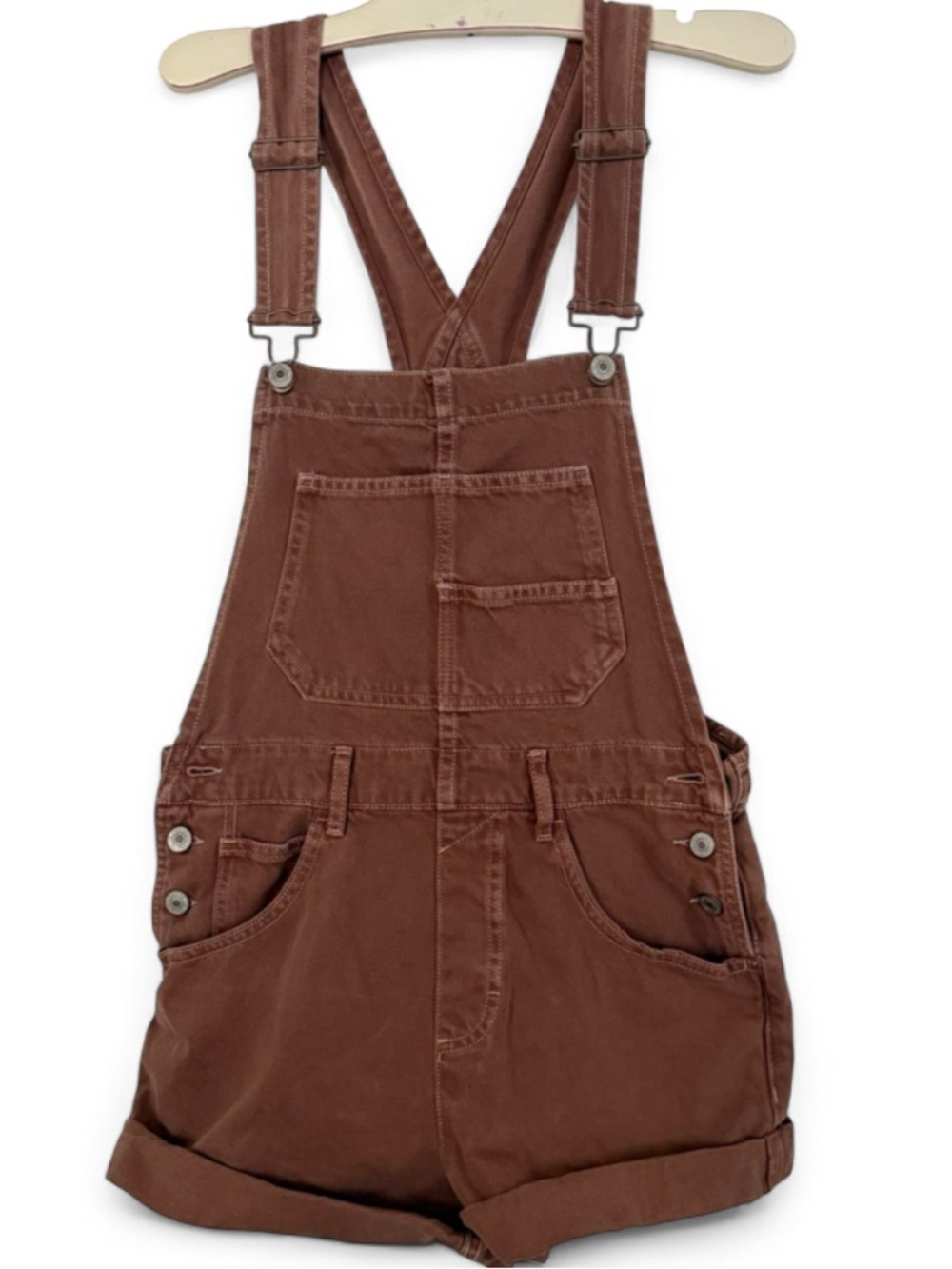 Free People Ziggy Shortalls NWT Rosewood Pink Denim Overalls Romper Size S - Picture 5 of 6